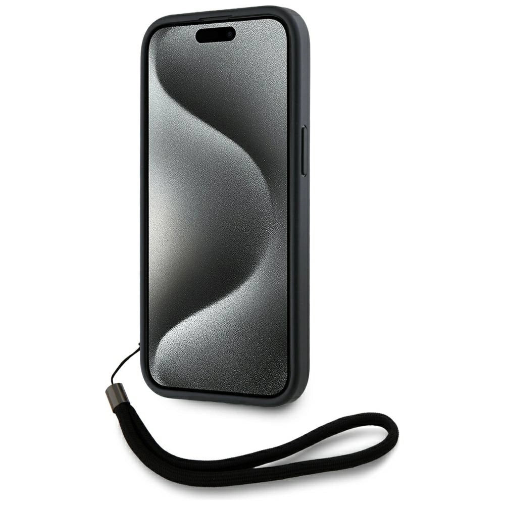 Karl Lagerfeld Saffiano Athleisure Stripes Cord iPhone 15 Case - Red_3