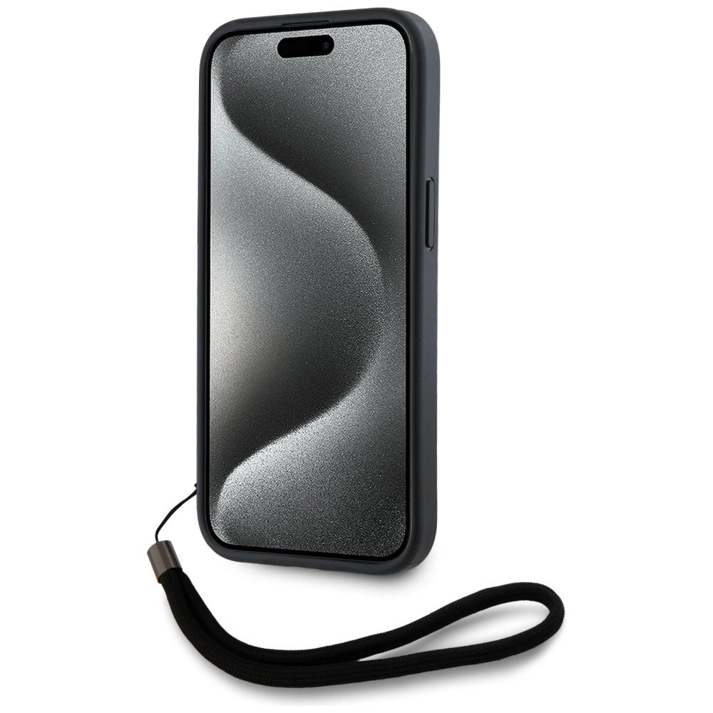 Karl Lagerfeld Saffiano Athleisure Stripes Cord iPhone 15 Pro Max Case - Red_3