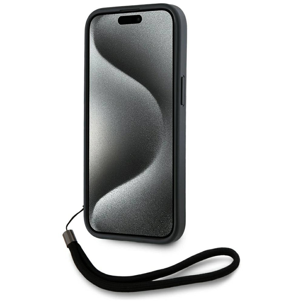 Karl Lagerfeld Saffiano Athleisure Stripes Cord iPhone 15 Case - Pink_3
