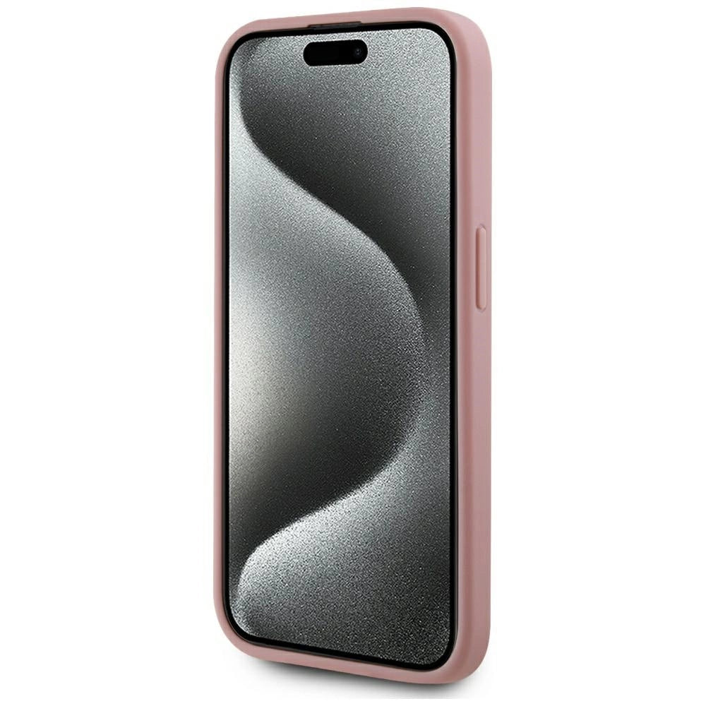 Karl Lagerfeld Wrinkled Metal Signature iPhone 15 Pro Case - Pink_4