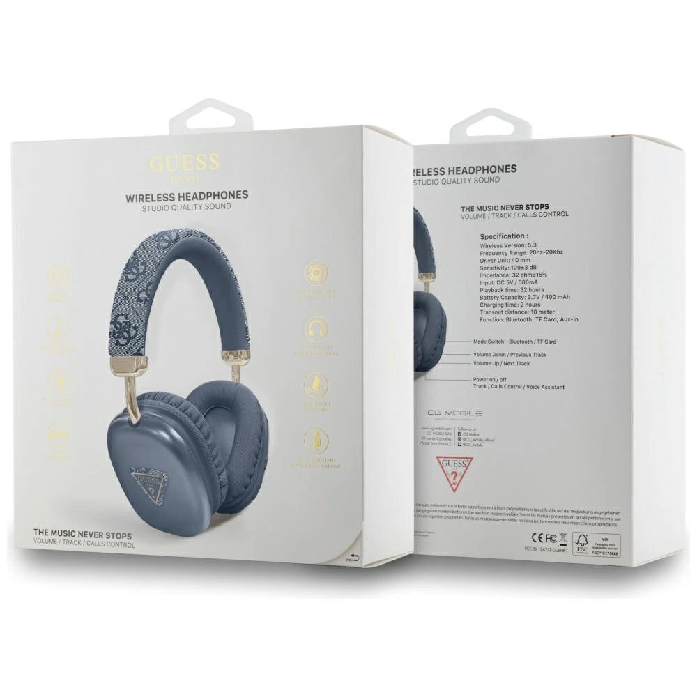 Guess Triangle Logo 4G Bluetooth Over-Ear Headphones - Blue_3