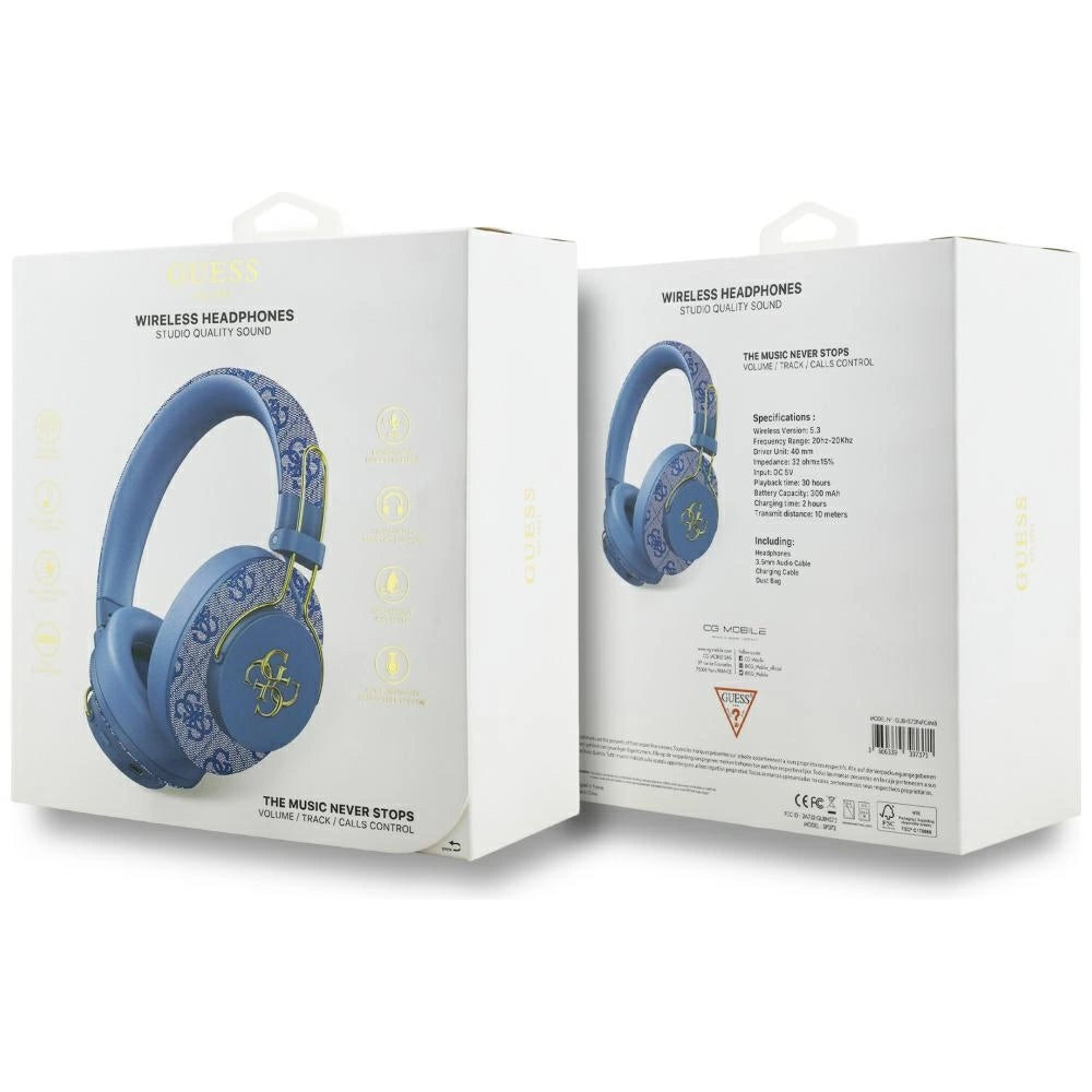 Guess ENC Metal 4G Logo Over-Ear Headphones - Blue_4