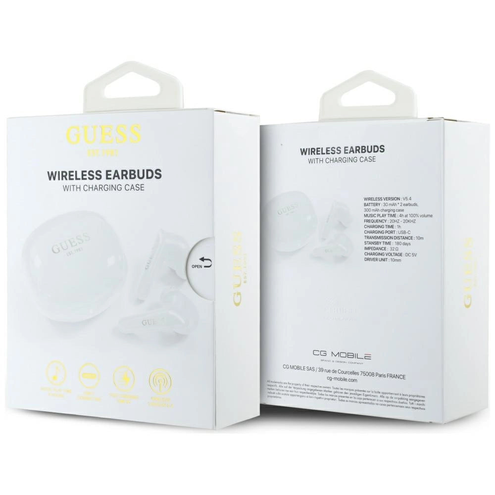 Guess Flat Classic Logo Electroplated TWS Headphones - White_5