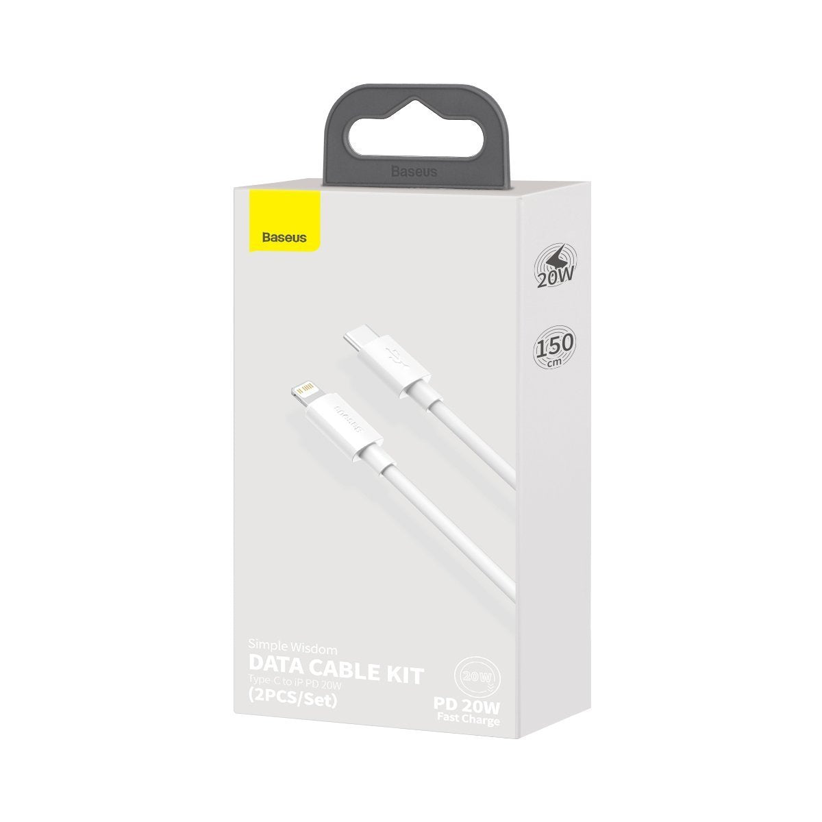 Baseus Simple Wisdom Data Cable Kit USB-C to Lightning PD 20W (2PCS/Set) 1.5m White_23