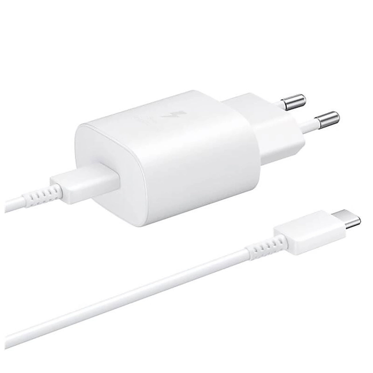 Samsung 25W EP-TA800EWE USB-C wall charger with Samsung EP-DA705BWE USB-C / USB-C cable replacement packaging - white_0