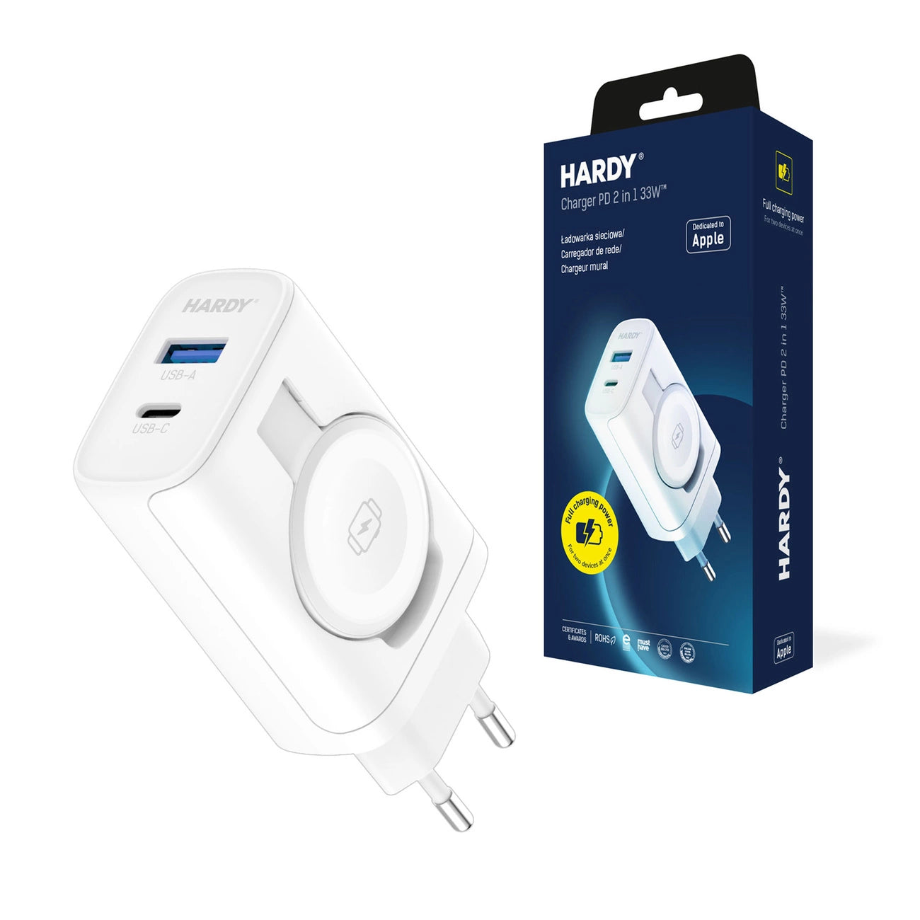 Inductive mains charger 3mk HARDY Charger PD 2in1 33W USB-C USB-A - white_0
