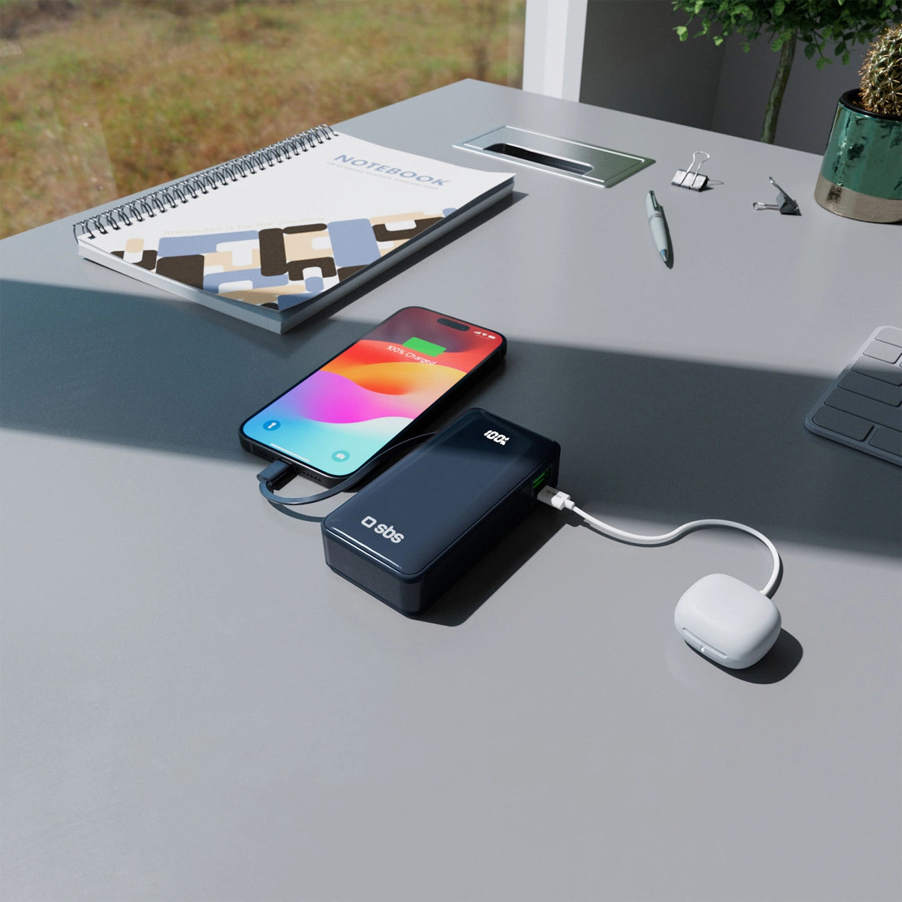 Powerbank SBS 10000 mAh 20W with built-in USB-C cable and digital display - dark gray_10