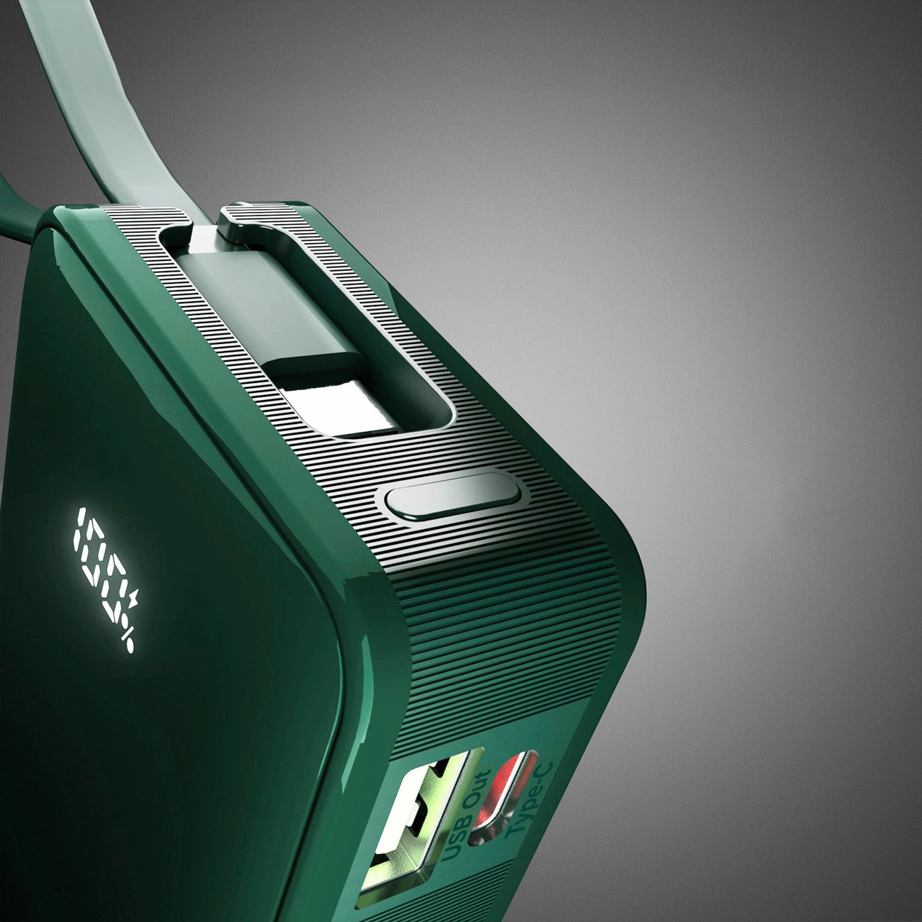 Powerbank SBS 10000 mAh 20W with built-in USB-C cable and digital display - green_8