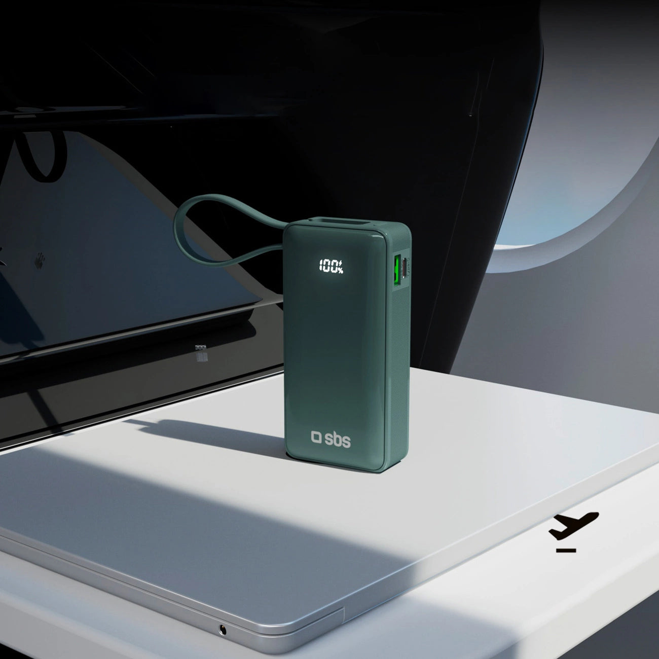 Powerbank SBS 10000 mAh 20W with built-in USB-C cable and digital display - gray_10