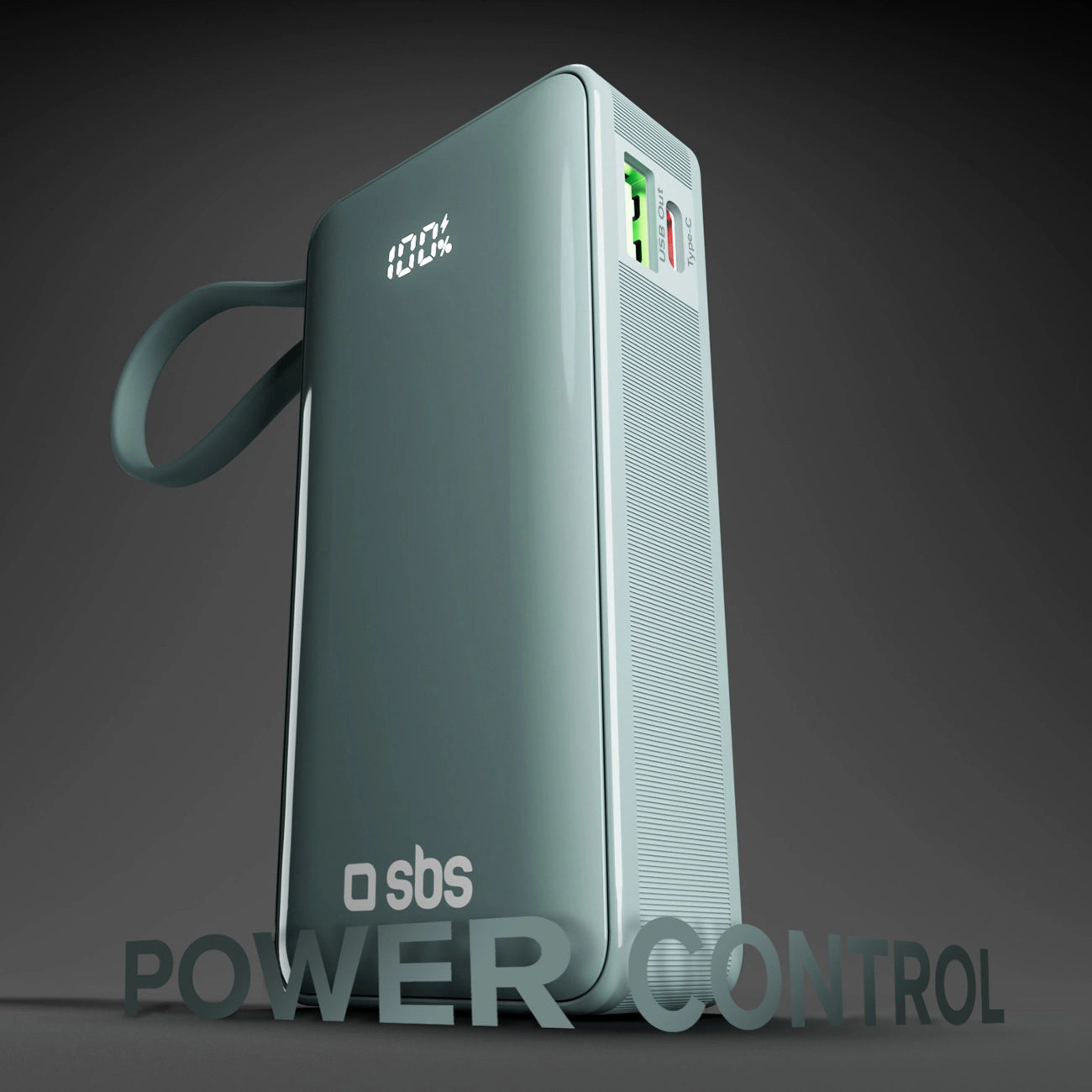 Powerbank SBS 10000 mAh 20W with built-in USB-C cable and digital display - gray_4