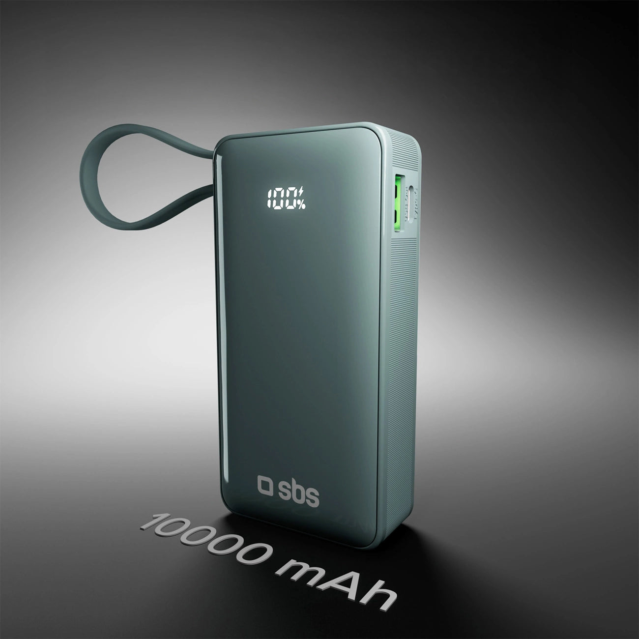 Powerbank SBS 10000 mAh 20W with built-in USB-C cable and digital display - gray_8