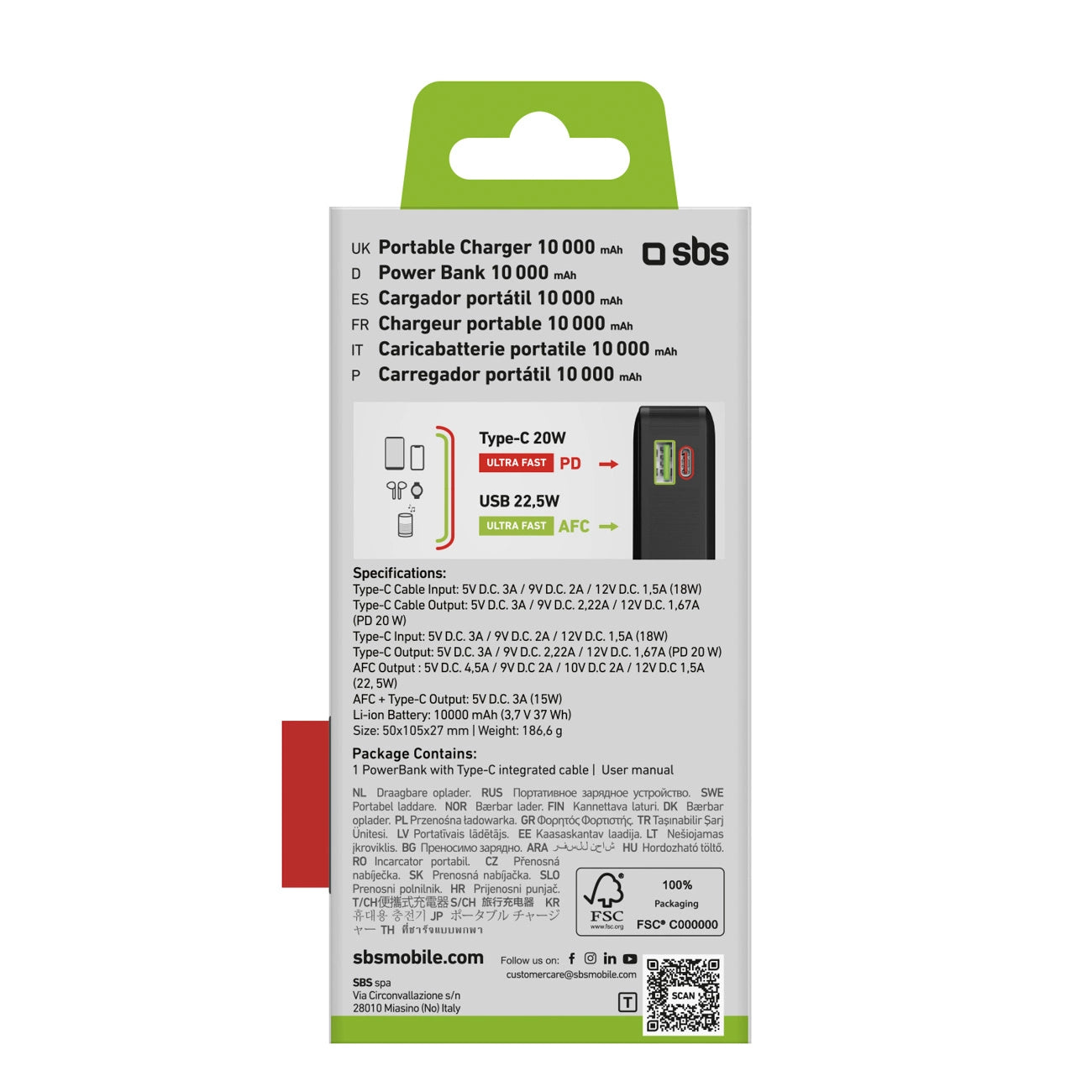 Powerbank SBS 20000 mAh 20W with built-in USB-C cable and digital display - black_2