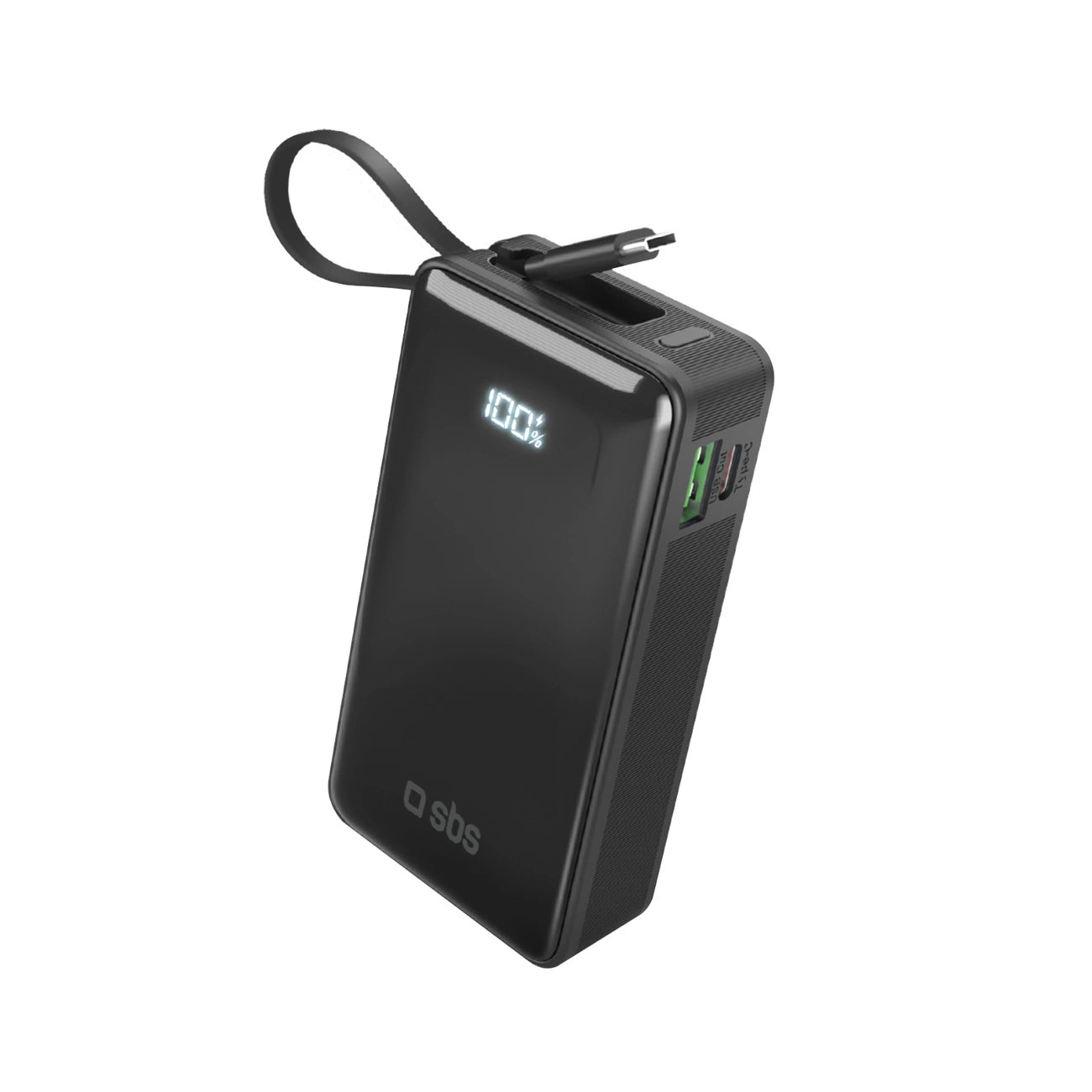 Powerbank SBS 10000 mAh 20W with built-in USB-C cable and digital display - black_0