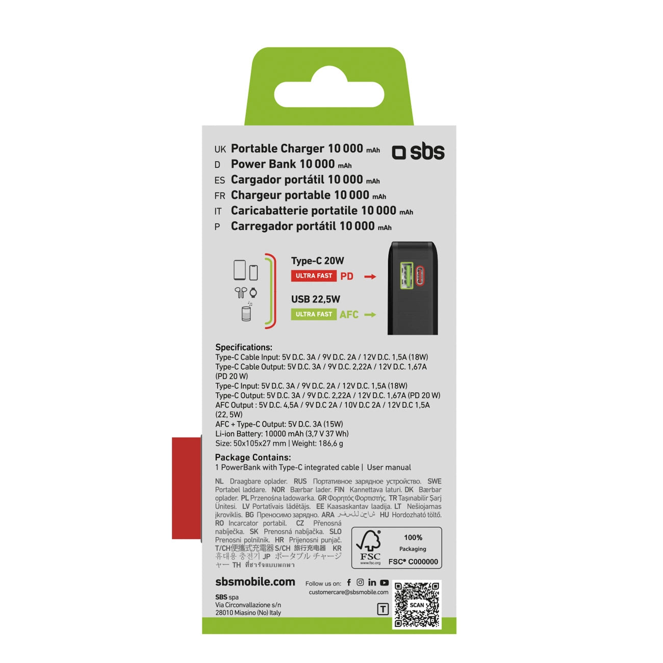Powerbank SBS 10000 mAh 20W with built-in USB-C cable and digital display - black_2