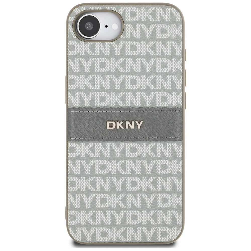 DKNY Repeat Texture Pattern with Tonal Stripe iPhone 16e Case - Beige_2