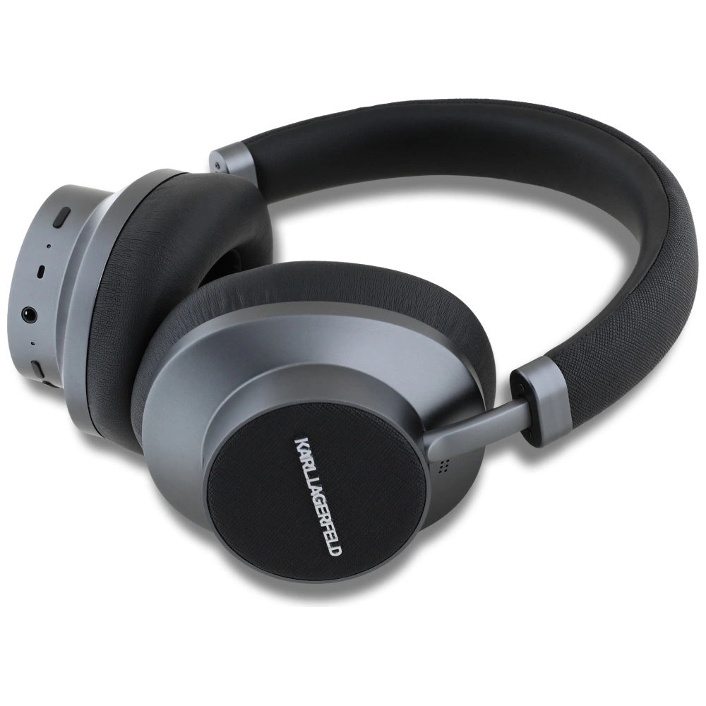 Karl Lagerfeld Saffiano Elongated Bluetooth ANC On-Ear Headphones - Black_1