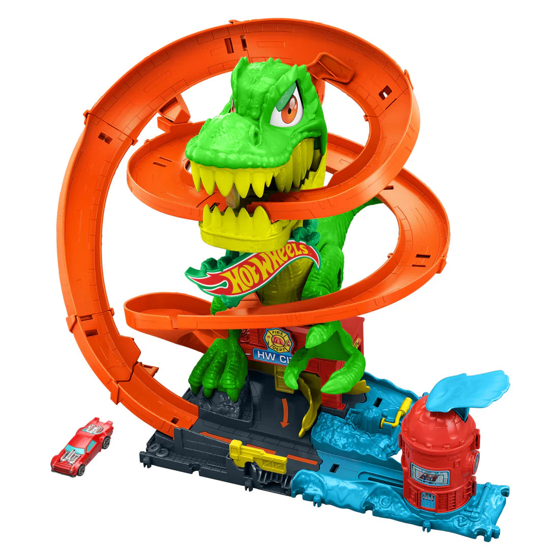 Pista Hot Wheels Estação City T-Rex Bombeiro_1