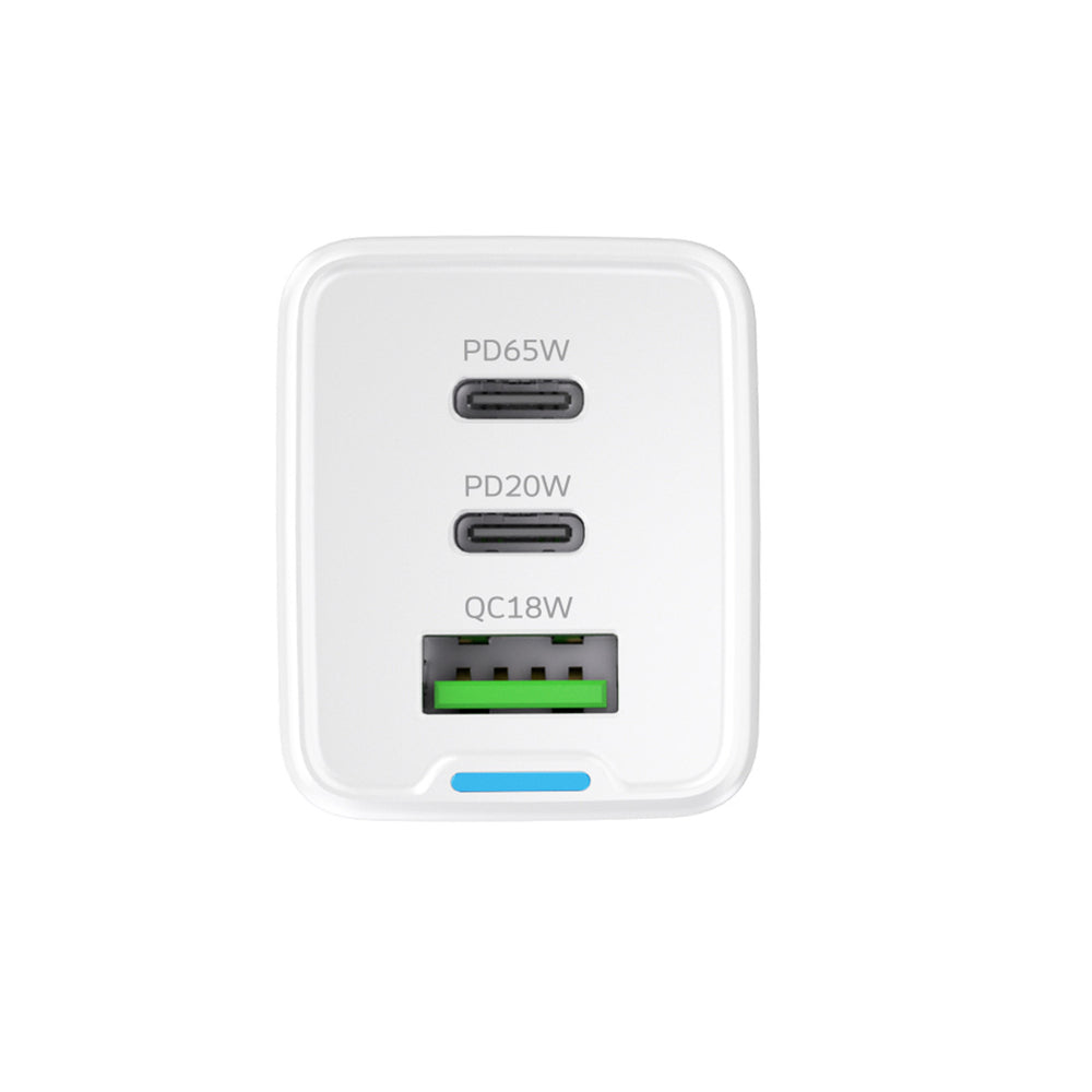 Wozinsky GaN 65W Charger with 2xUSB-C USB Ports with 65W CC Cable - White_2