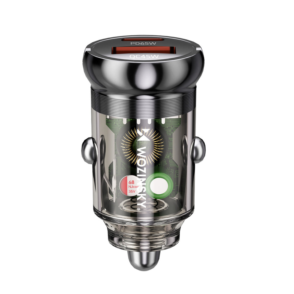 Wozinsky 65W Car Charger USB-C PD 65W / USB-A 45W QC 3.0 - Black_2