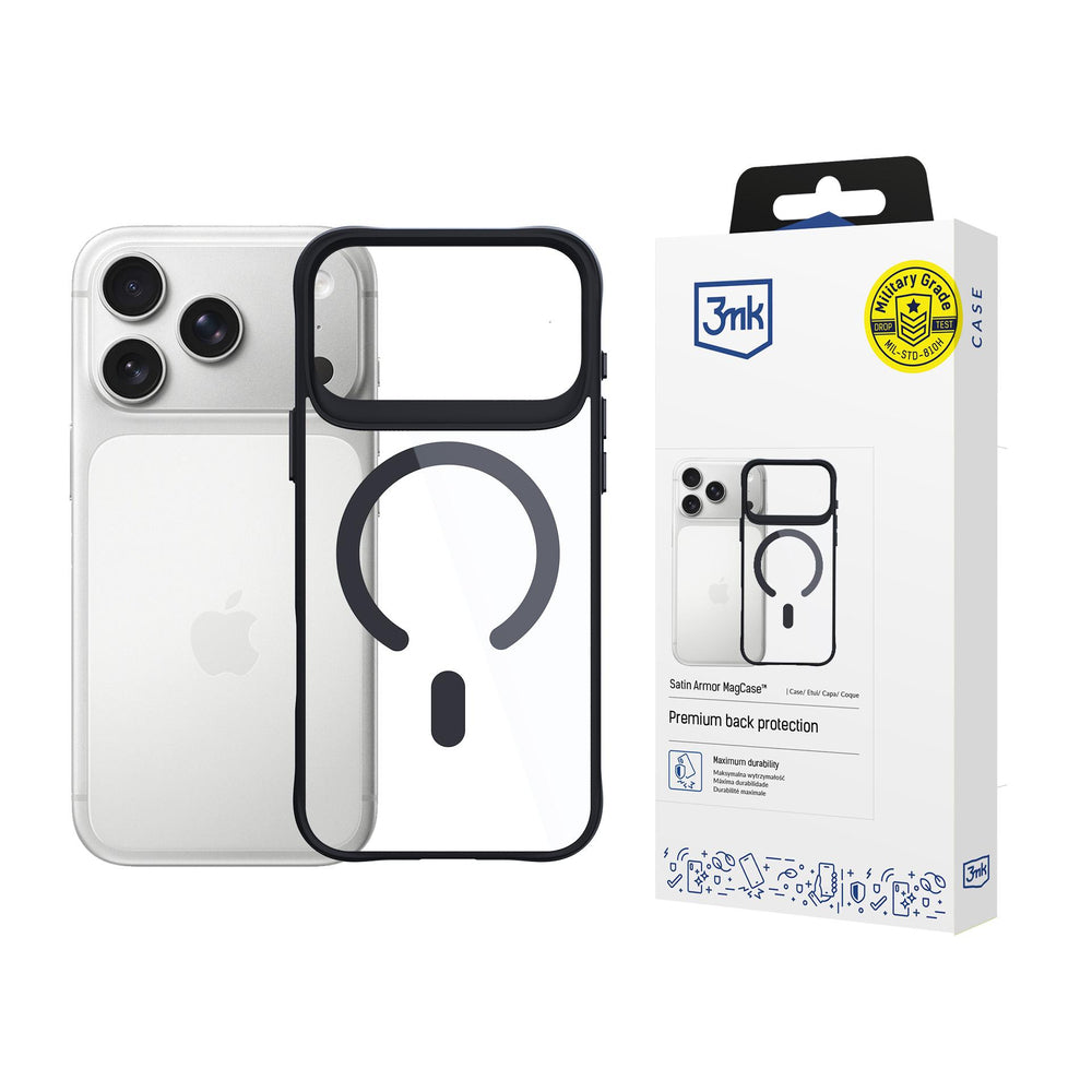 3mk Satin Armor MagCase for iPhone 17 Pro - Transparent Black_0