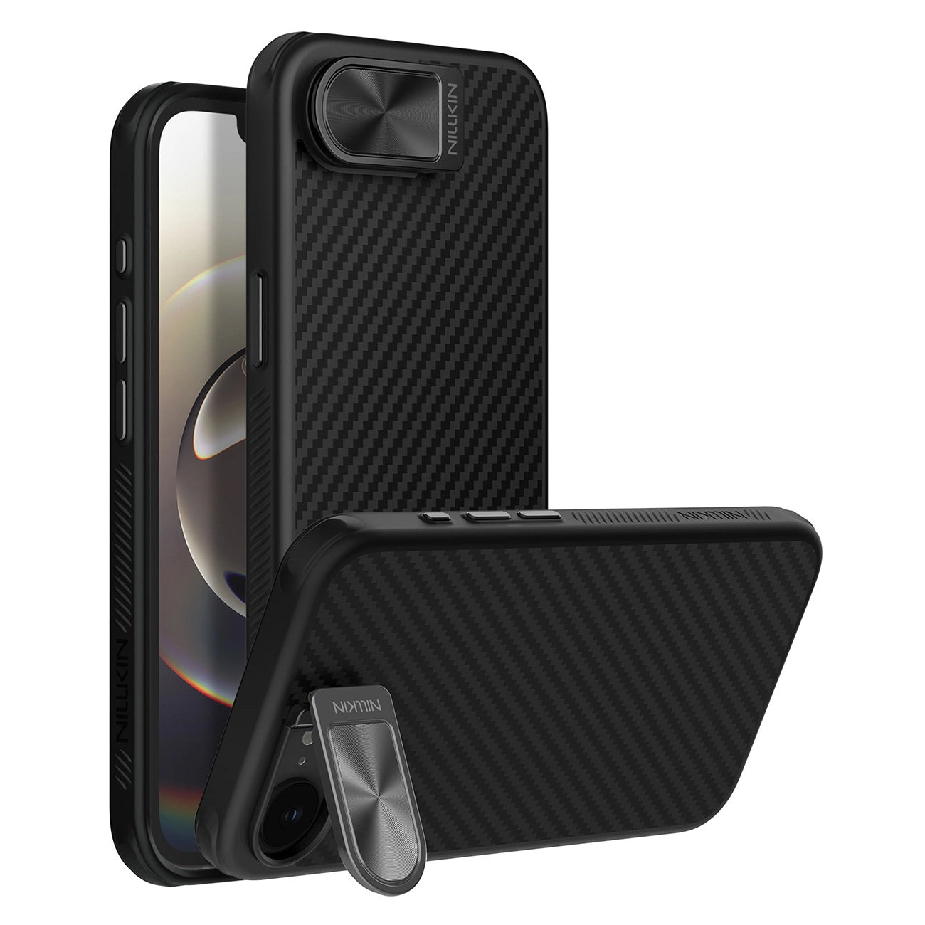 Etui Nillkin CarboProp Magnetic z osłoną na aparat i podstawką na iPhone 16e - czarne_0