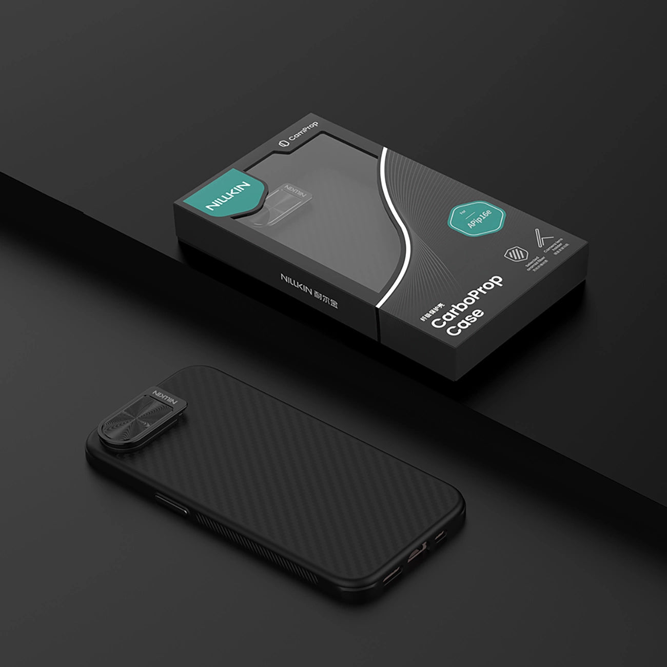 Etui Nillkin CarboProp Magnetic z osłoną na aparat i podstawką na iPhone 16e - czarne_5