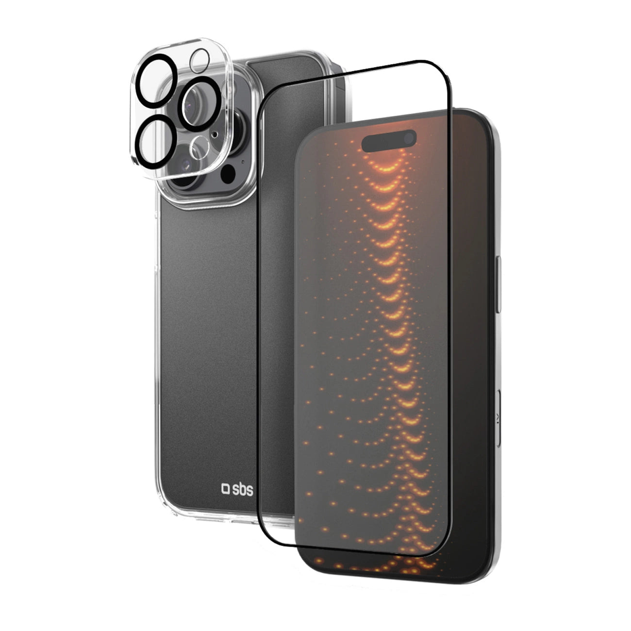 SBS set with D3O technology for iPhone 16 Pro - case + glass screen and camera protector - transparent_0