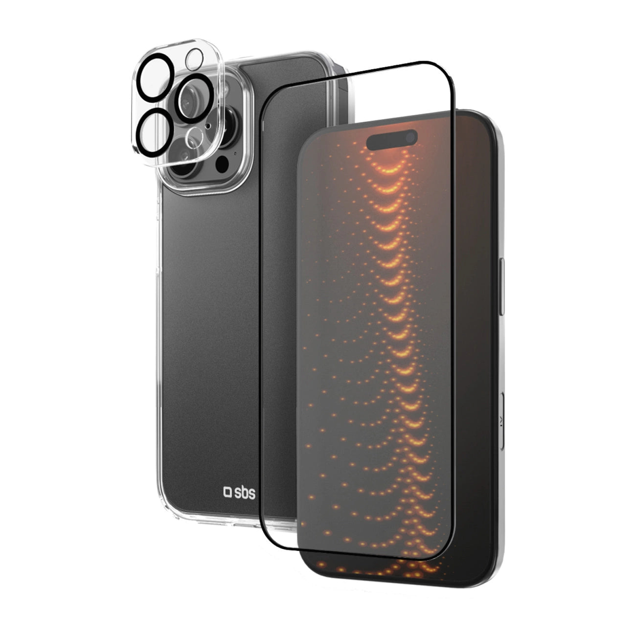 SBS set with D3O technology for iPhone 16 Pro Max - case + glass screen and camera protector - transparent_0