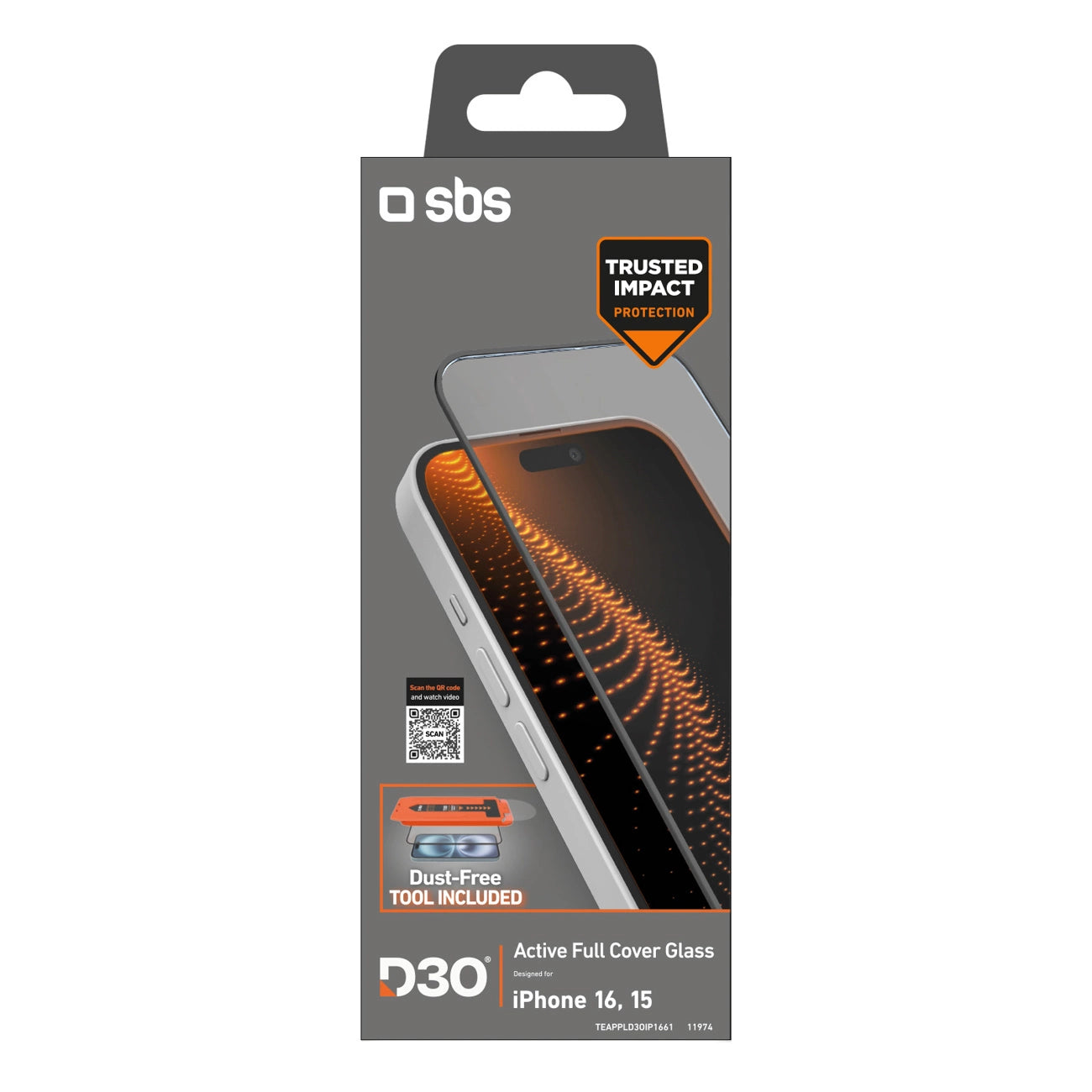SBS tempered glass with D3O technology with applicator for iPhone 15 / iPhone 15 Pro / iPhone 16_1