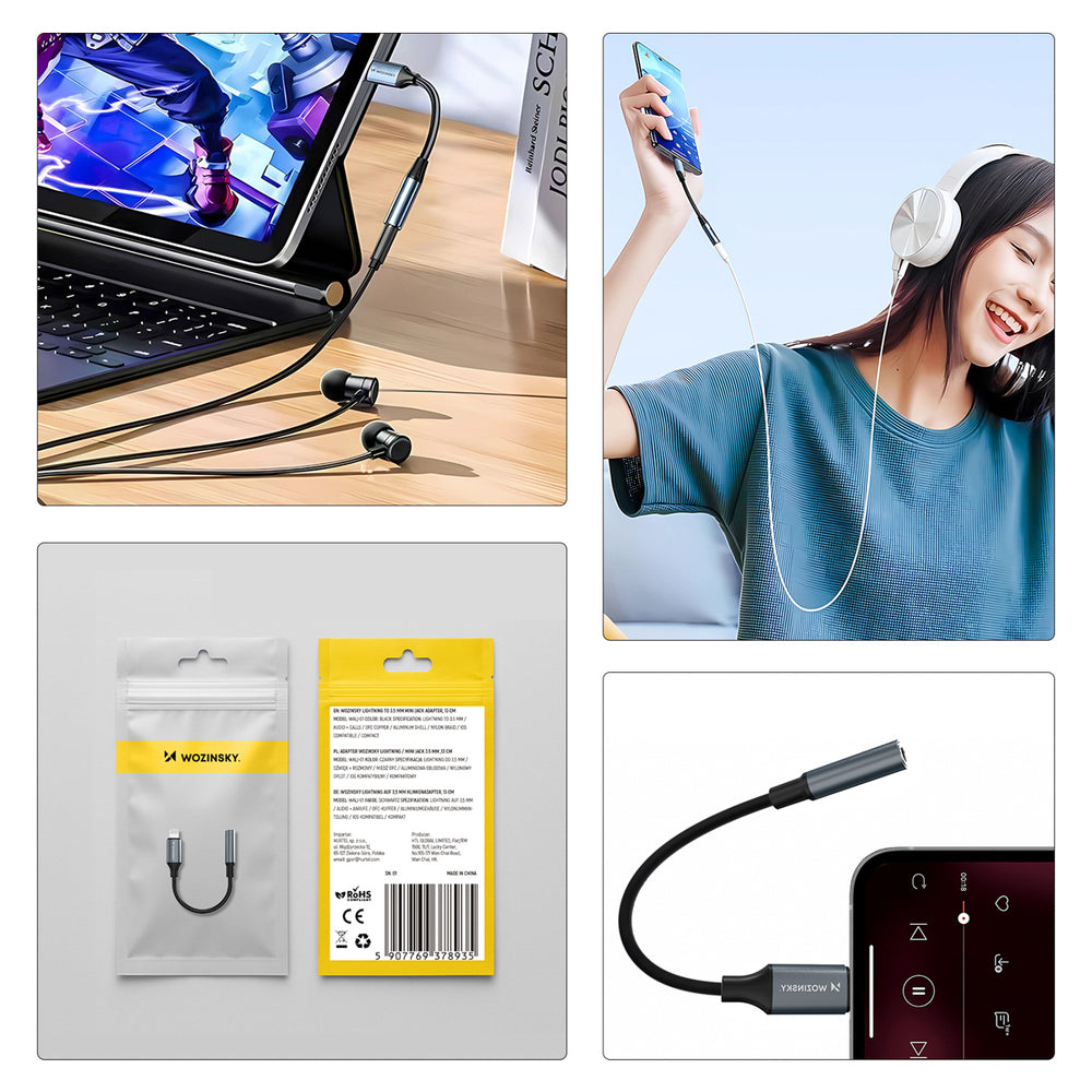 Wozinsky WALJ-01 Lightning adapter - 3.5mm mini jack - black_1
