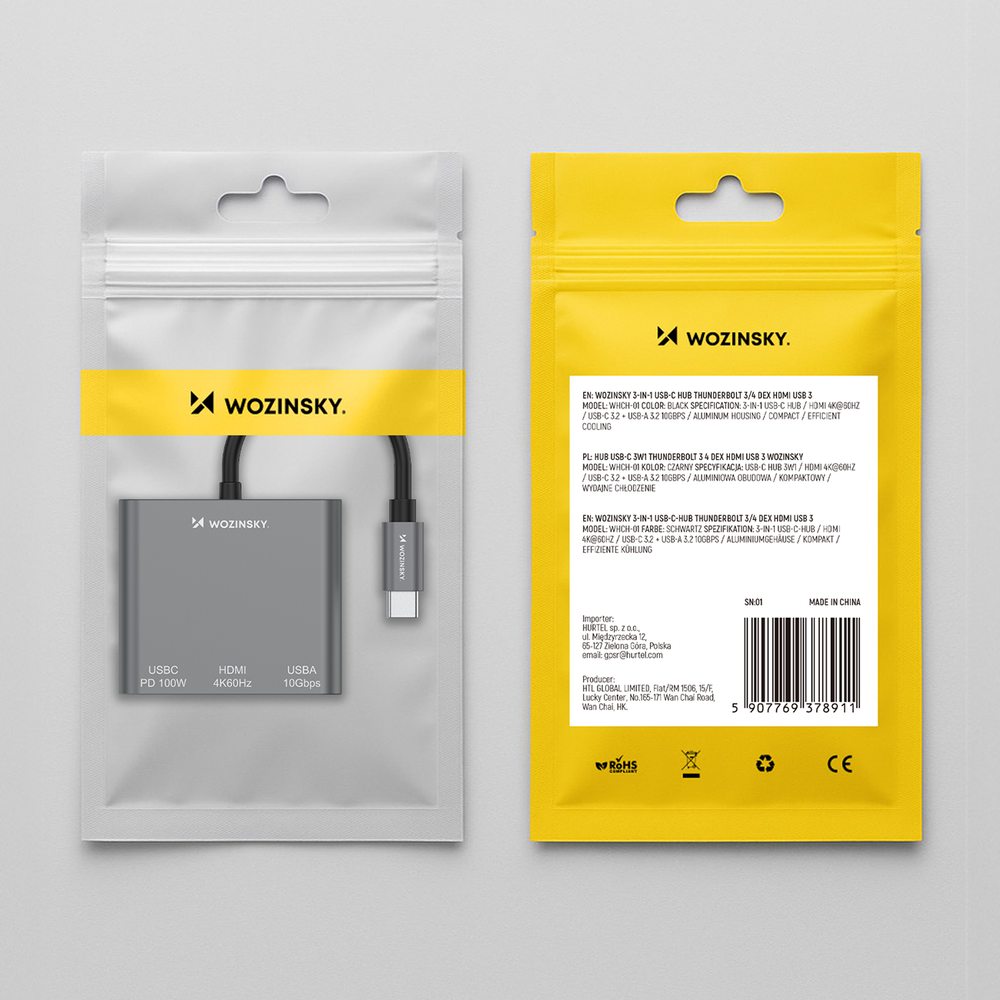 Hub Wozinsky WHCH-01 USB-C PD 100W HDMI 4K@30Hz USB-A 10Gbps - gray_7