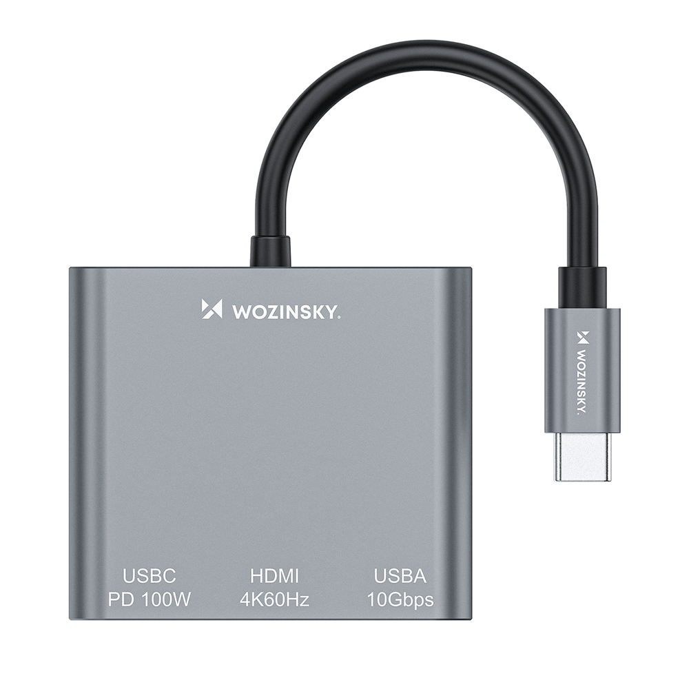 Hub Wozinsky WHCH-01 USB-C PD 100W HDMI 4K@30Hz USB-A 10Gbps - gray_2