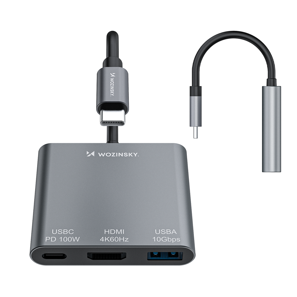 Hub Wozinsky WHCH-01 USB-C PD 100W HDMI 4K@30Hz USB-A 10Gbps - gray_3