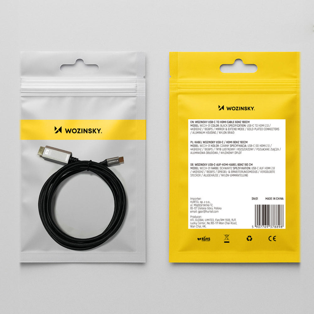 Wozinsky WCCH-01 USB-C - HDMI 4K 60Hz Cable 1.8m - Black_10