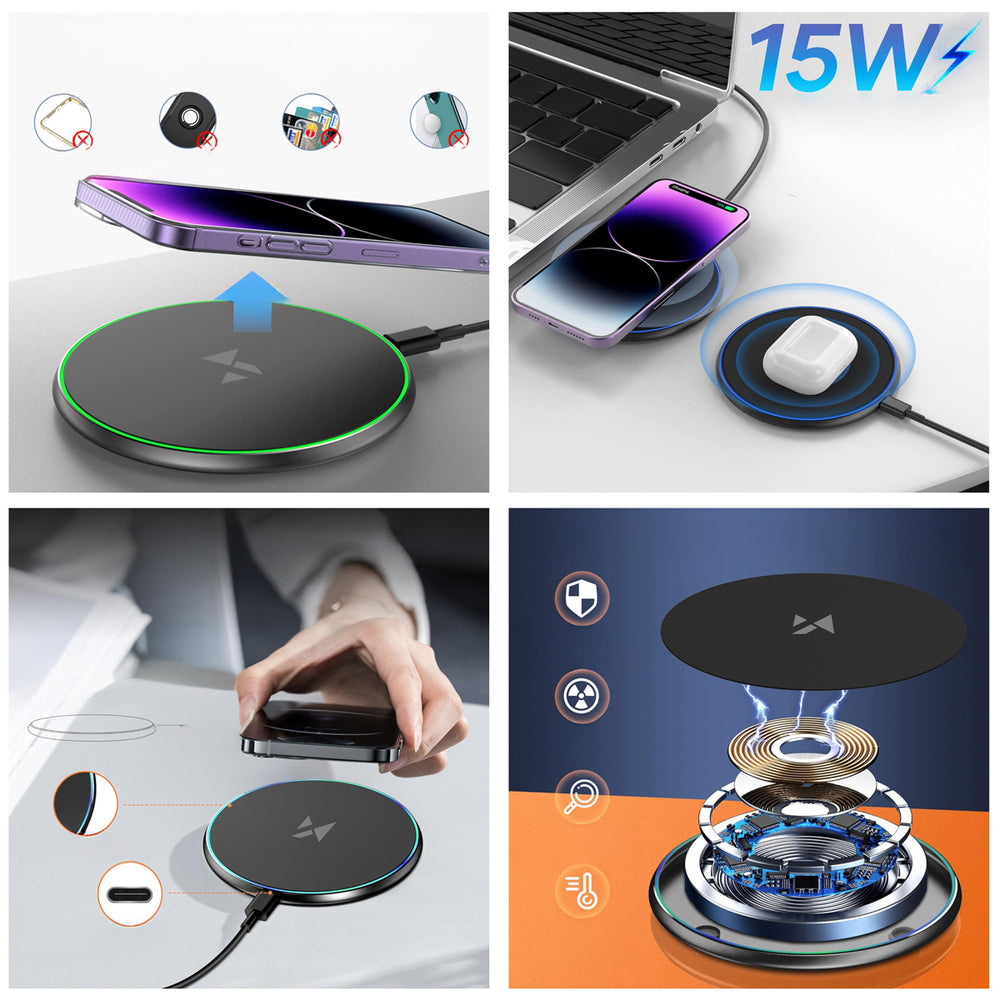 Wozinsky WLI-01Y 15W Qi Inductive Charger with USB-C Cable - Black_1