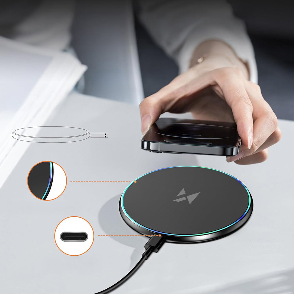Wozinsky WLI-01Y 15W Qi Inductive Charger with USB-C Cable - Black_7