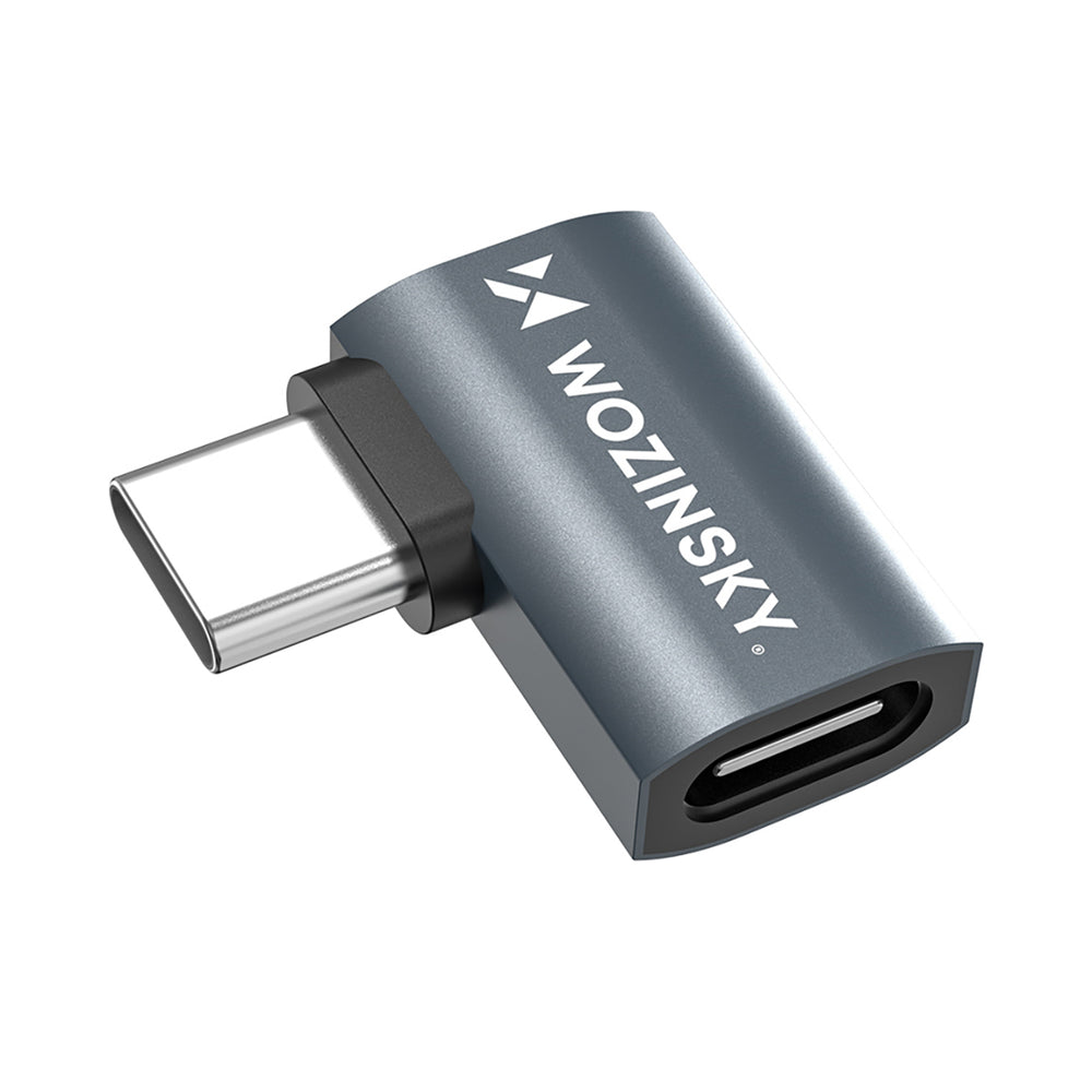 Przejściówka kątowa boczna Wozinsky WPKB-01 USB-C - USB-C 40Gb/s 240W 8K OTG - szara_0