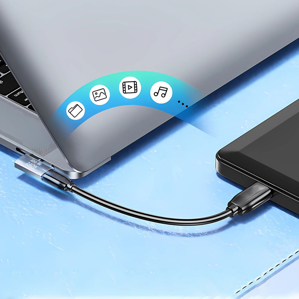 Przejściówka kątowa boczna Wozinsky WPKB-01 USB-C - USB-C 40Gb/s 240W 8K OTG - szara_4