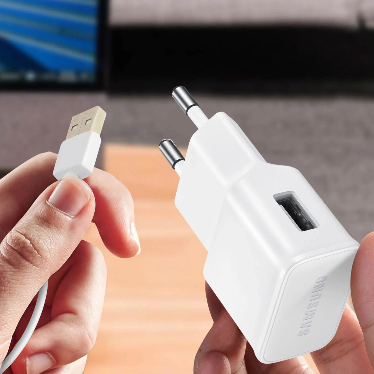 Samsung EP-TA200EWE USB-A 15W wall charger with EP-DR140AWE USB-A - USB-C cable (OOB Bulk - replacement packaging) - white_4