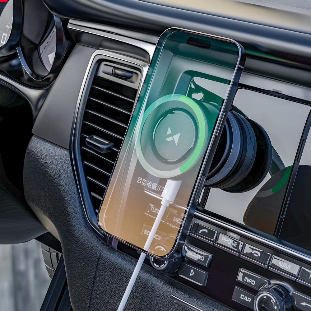 Uchwyt samochodowy Wozinsky WUSQ-01 z ładowarką Qi kompatybilny z MagSafe - czarny_5