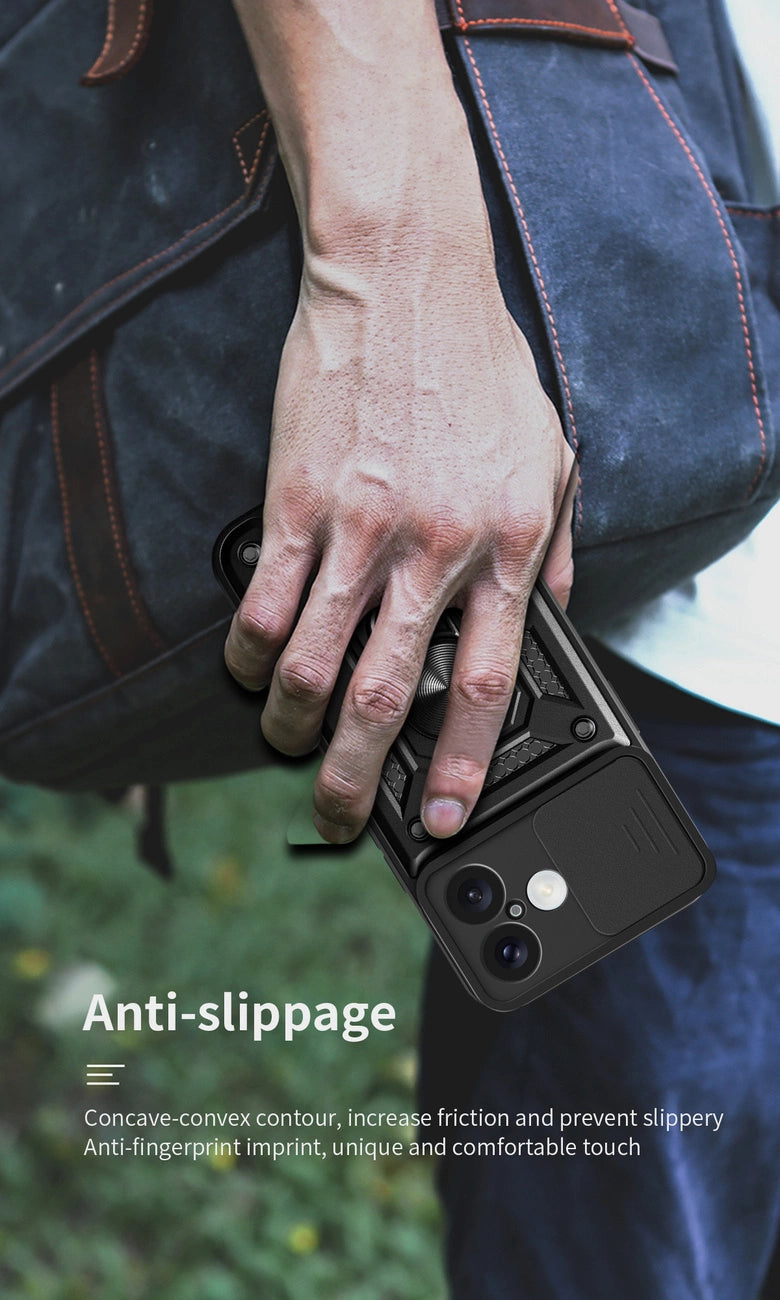 Etui Hybrid Armor Camshield na iPhone 17 pancerne z podstawką i osłoną aparatu - czarne_9