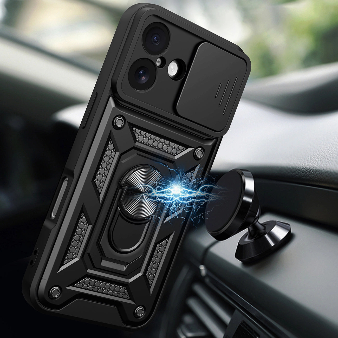 Etui Hybrid Armor Camshield na iPhone 17 pancerne z podstawką i osłoną aparatu - czarne_2