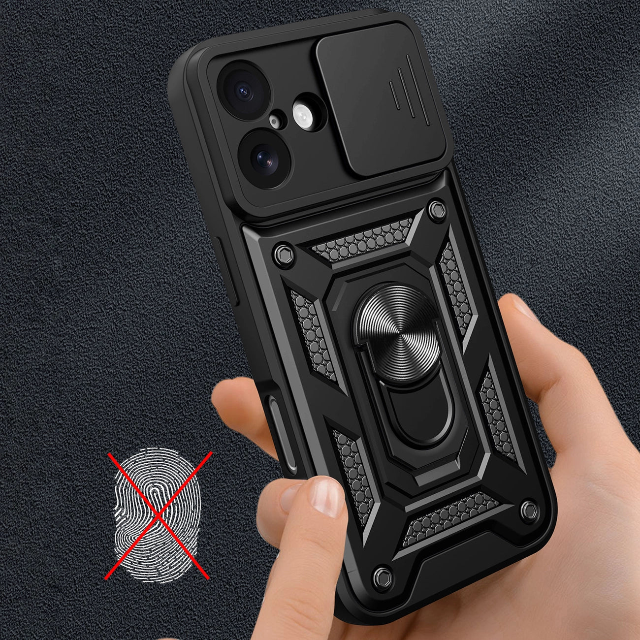 Etui Hybrid Armor Camshield na iPhone 17 pancerne z podstawką i osłoną aparatu - czarne_4