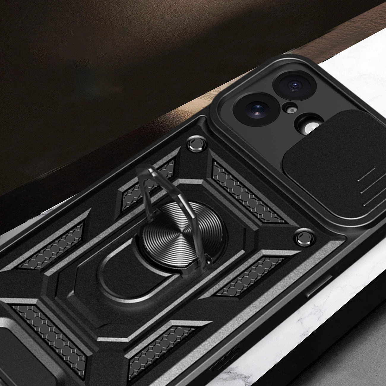 Etui Hybrid Armor Camshield na iPhone 17 pancerne z podstawką i osłoną aparatu - czarne_6
