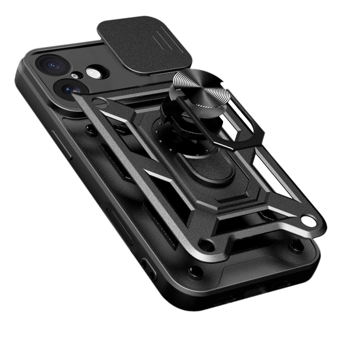 Etui Hybrid Armor Camshield na iPhone 17 pancerne z podstawką i osłoną aparatu - czarne_7