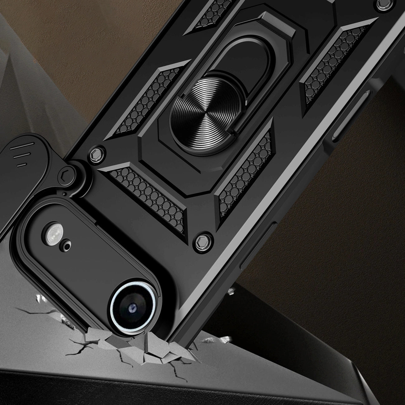 Etui Hybrid Armor Camshield na iPhone 17 Air pancerne z podstawką i osłoną aparatu - czarne_1
