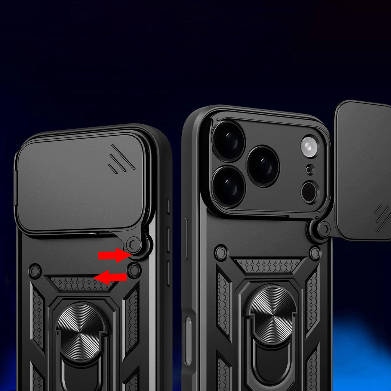 Etui Hybrid Armor Camshield na iPhone 17 Pro pancerne z podstawką i osłoną aparatu - czarne_5