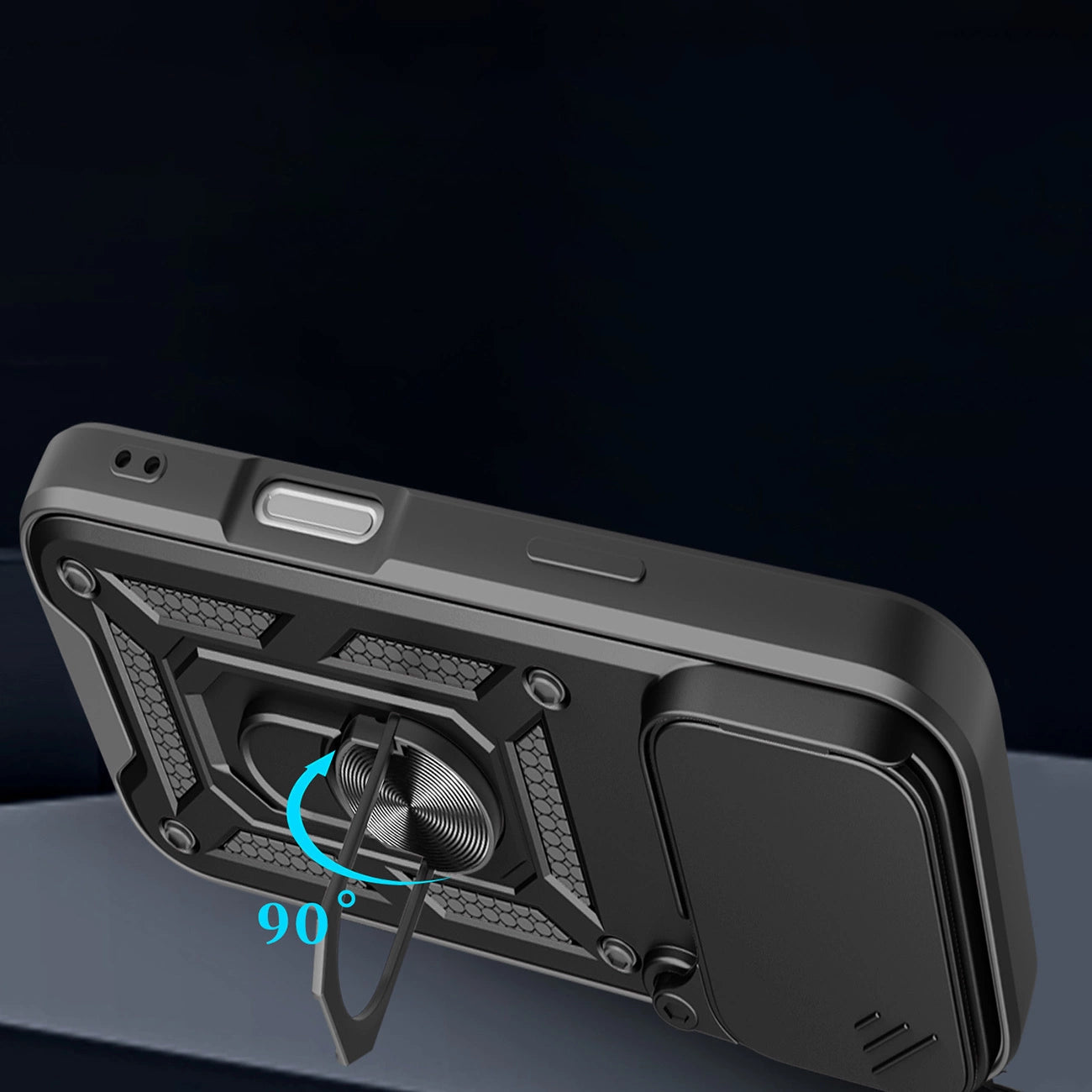 Etui Hybrid Armor Camshield na iPhone 17 Pro Max pancerne z podstawką i osłoną aparatu - czarne_4