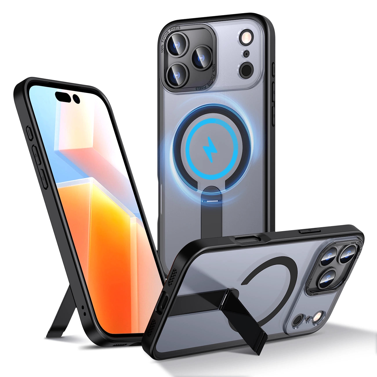 Etui Hybrid Armor X na iPhone 17 Pro z podstawką kompatybilne z MagSafe - czarne_1