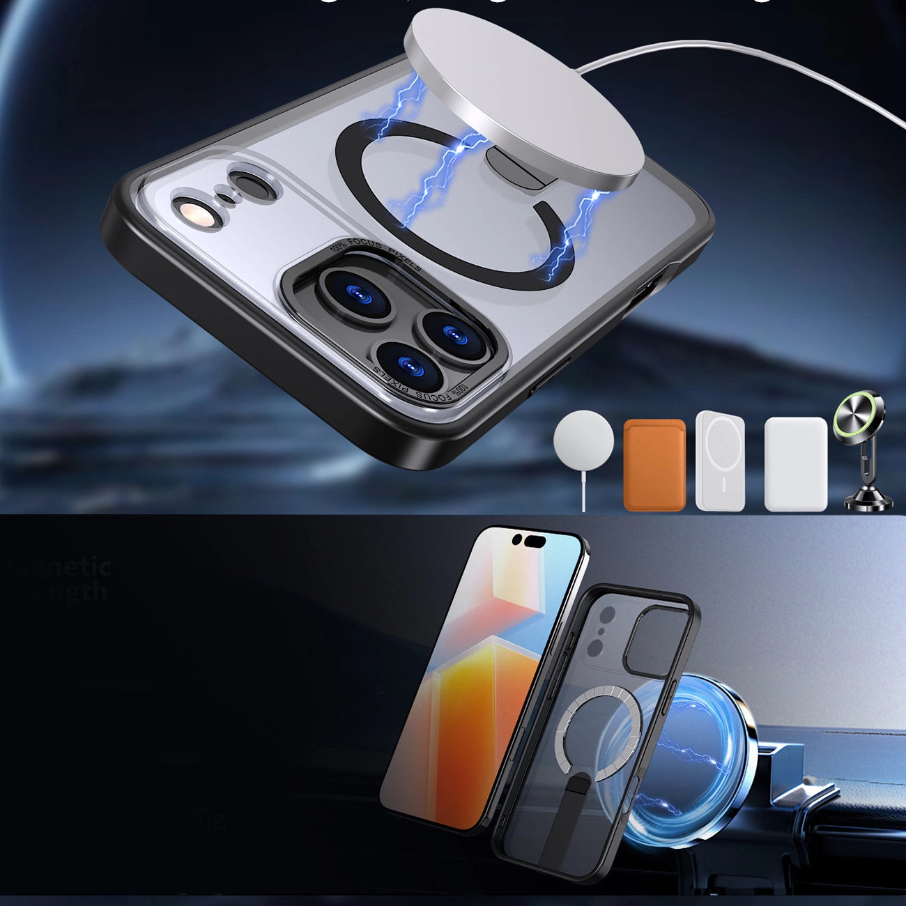 Etui Hybrid Armor X na iPhone 17 Pro z podstawką kompatybilne z MagSafe - czarne_3